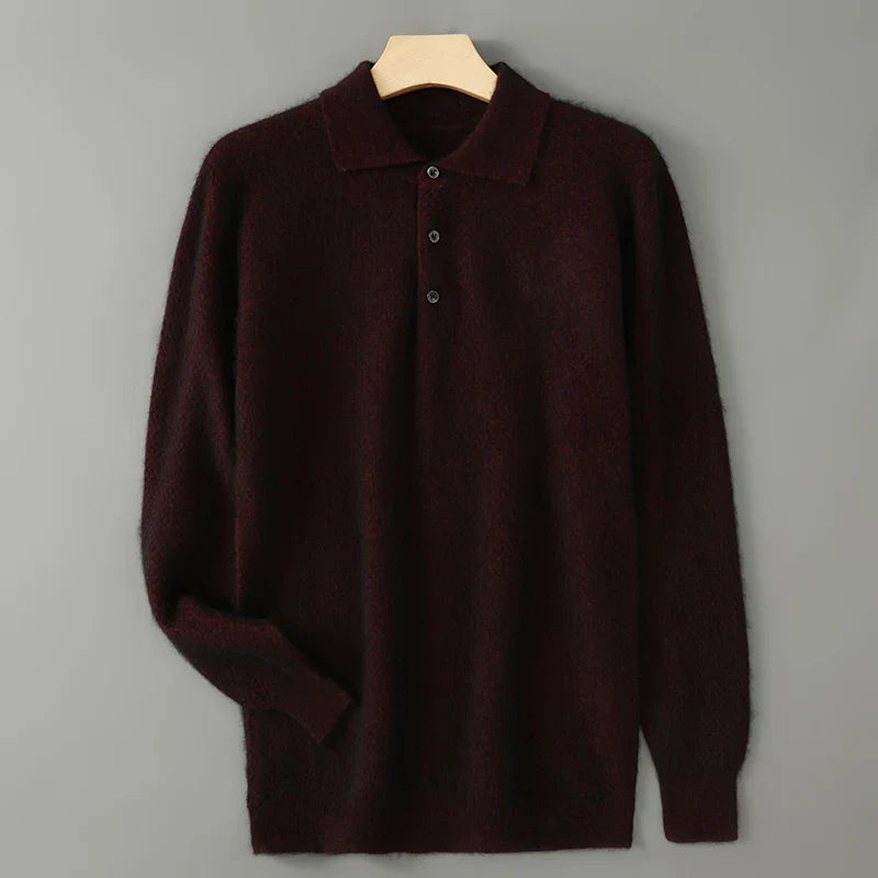 Men's Cashmere Polo Sweater with Button-Down Collar 4