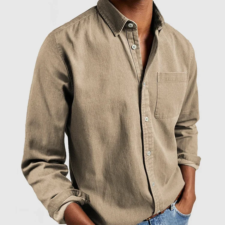 Men's Classic Fit Casual Denim Shirt with Chest Pocket 1