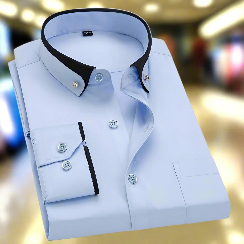 Men's Classic Long-Sleeve Button-Front Dress Shirt - 5