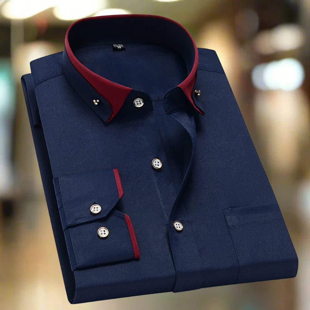 Men's Classic Long-Sleeve Button-Front Dress Shirt - 9