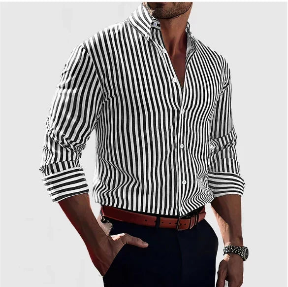 Men's Classic Striped Button-Front Dress Shirt 1