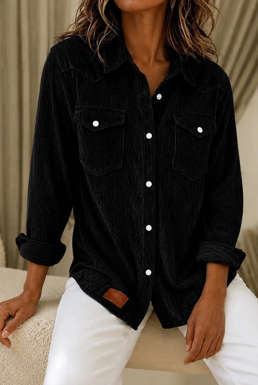 Men's Corduroy Western Yoke Shirt Jacket with Snap Front and Chest Flap Pockets 6