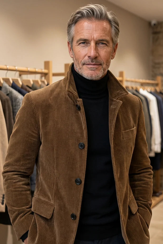 Men's Corduroy Zip Jacket with Button Front and Tailored Fit 2