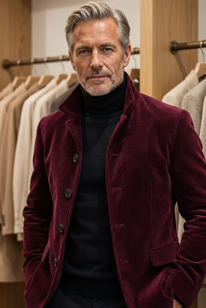 Men's Corduroy Zip Jacket with Button Front and Tailored Fit 4