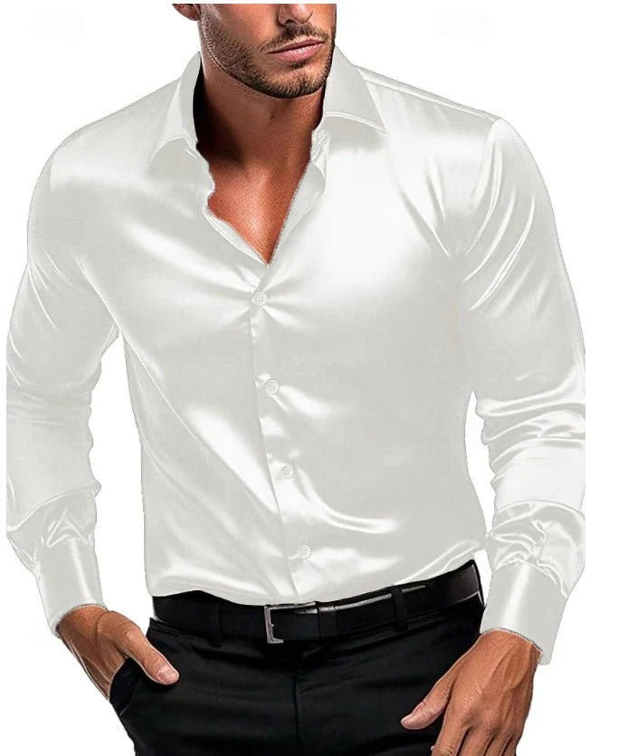 Men's Dress Shirt with Satin Sheen and Italian Collar 3
