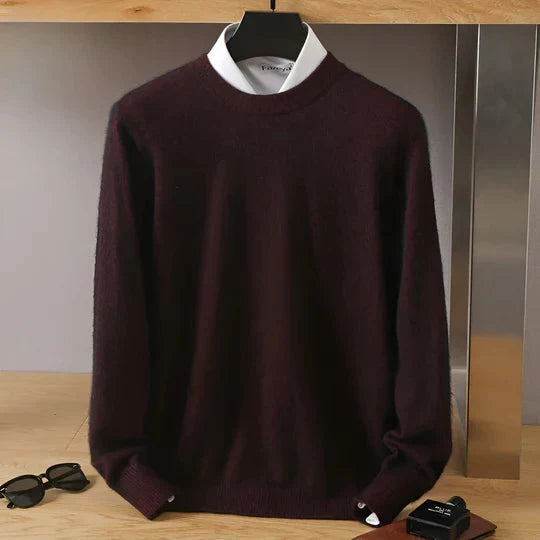 Men's Fine Knit Crew Neck Sweater with Ribbed Cuffs and Hem 2