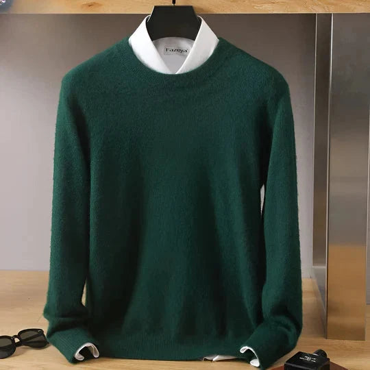Men's Fine Knit Crew Neck Sweater with Ribbed Cuffs and Hem 3