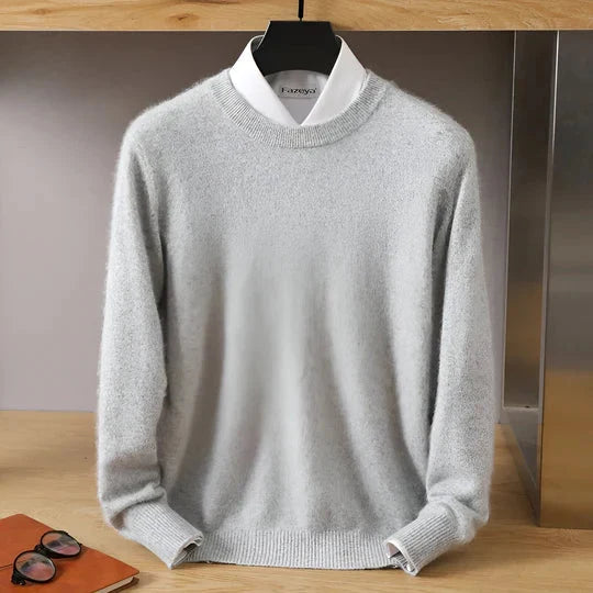 Men's Fine Knit Crew Neck Sweater with Ribbed Cuffs and Hem 9