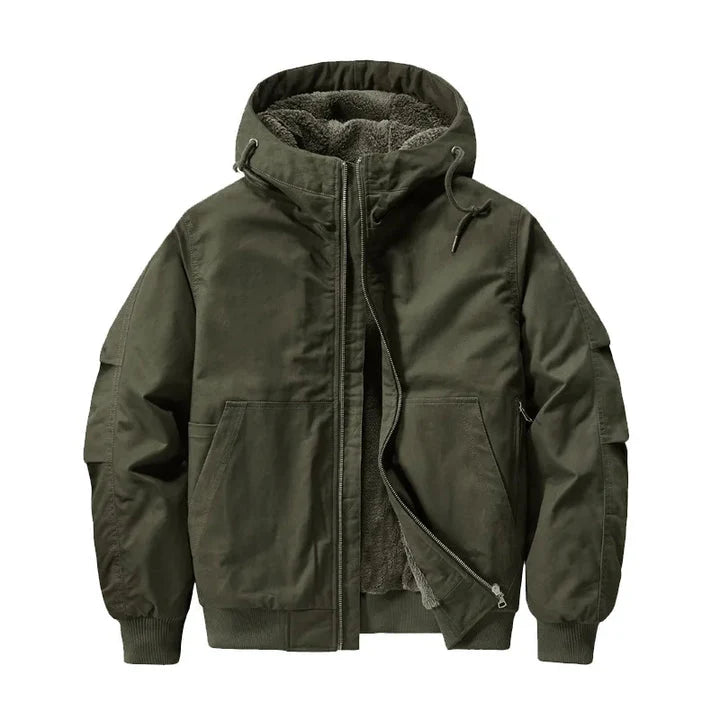 Men's Fleece-Lined Hooded Bomber Jacket 0