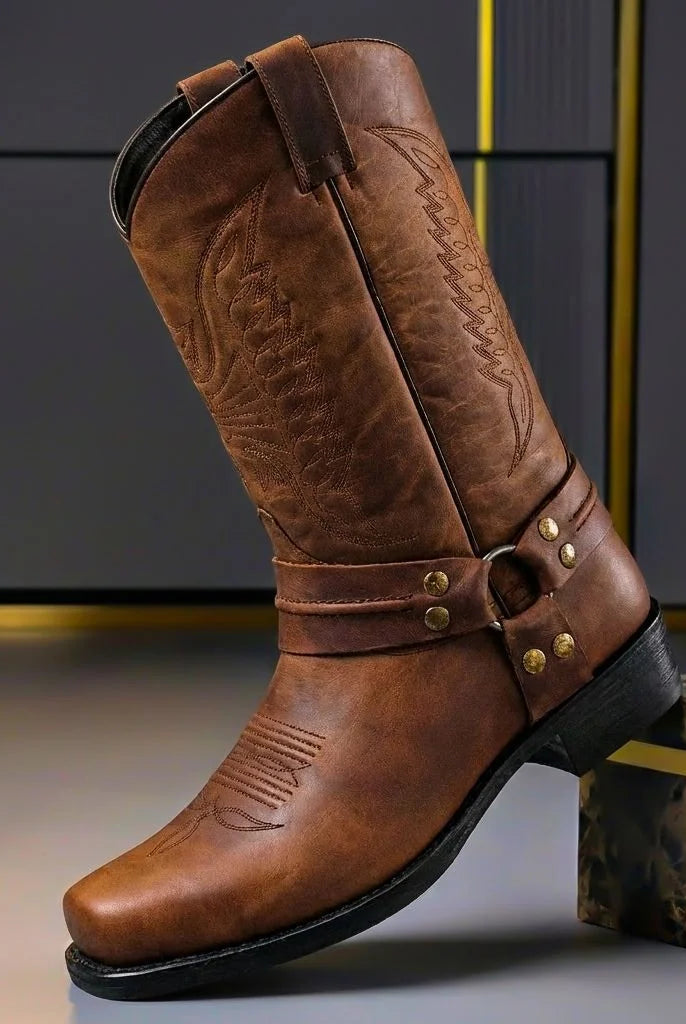 Men's Genuine Leather Vintage-Style Boots with Cushioned Insoles 0