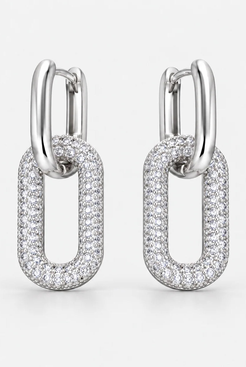 Men's Gold Rectangular Link Drop Earrings with High-Polish Finish 3