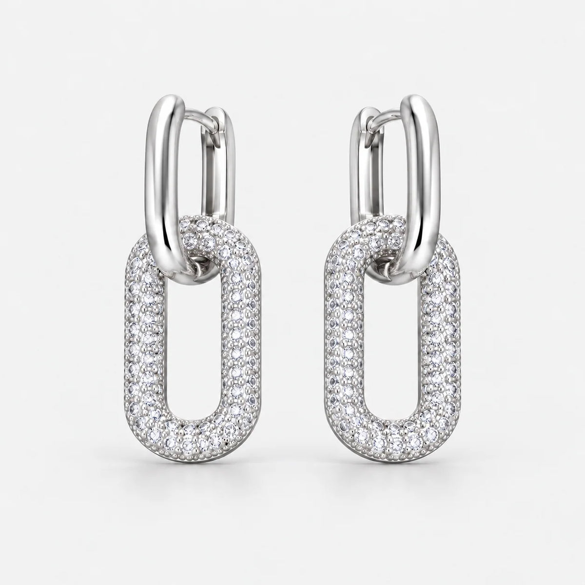 Men's Gold Rectangular Link Drop Earrings with High-Polish Finish 3