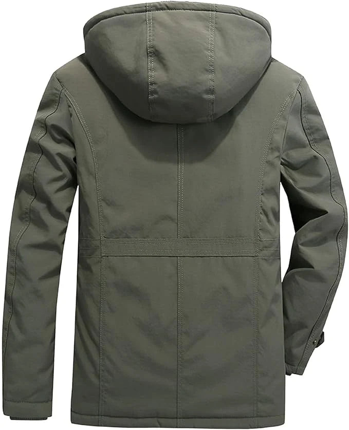 Men's Heavy-Duty Winter Jacket with Warm Hood and Structured Fit 4