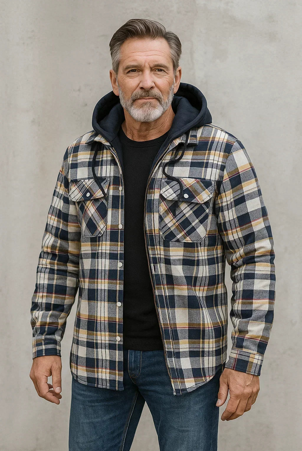 Men's Hooded Flannel Shirt Jacket with Fleece Lining 0