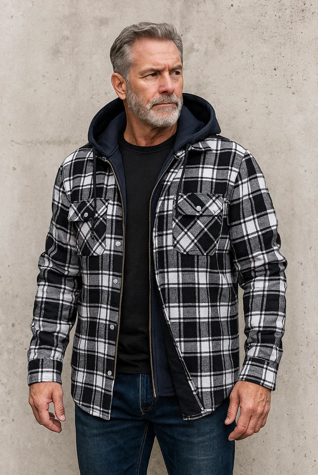 Men's Hooded Flannel Shirt Jacket with Fleece Lining 4