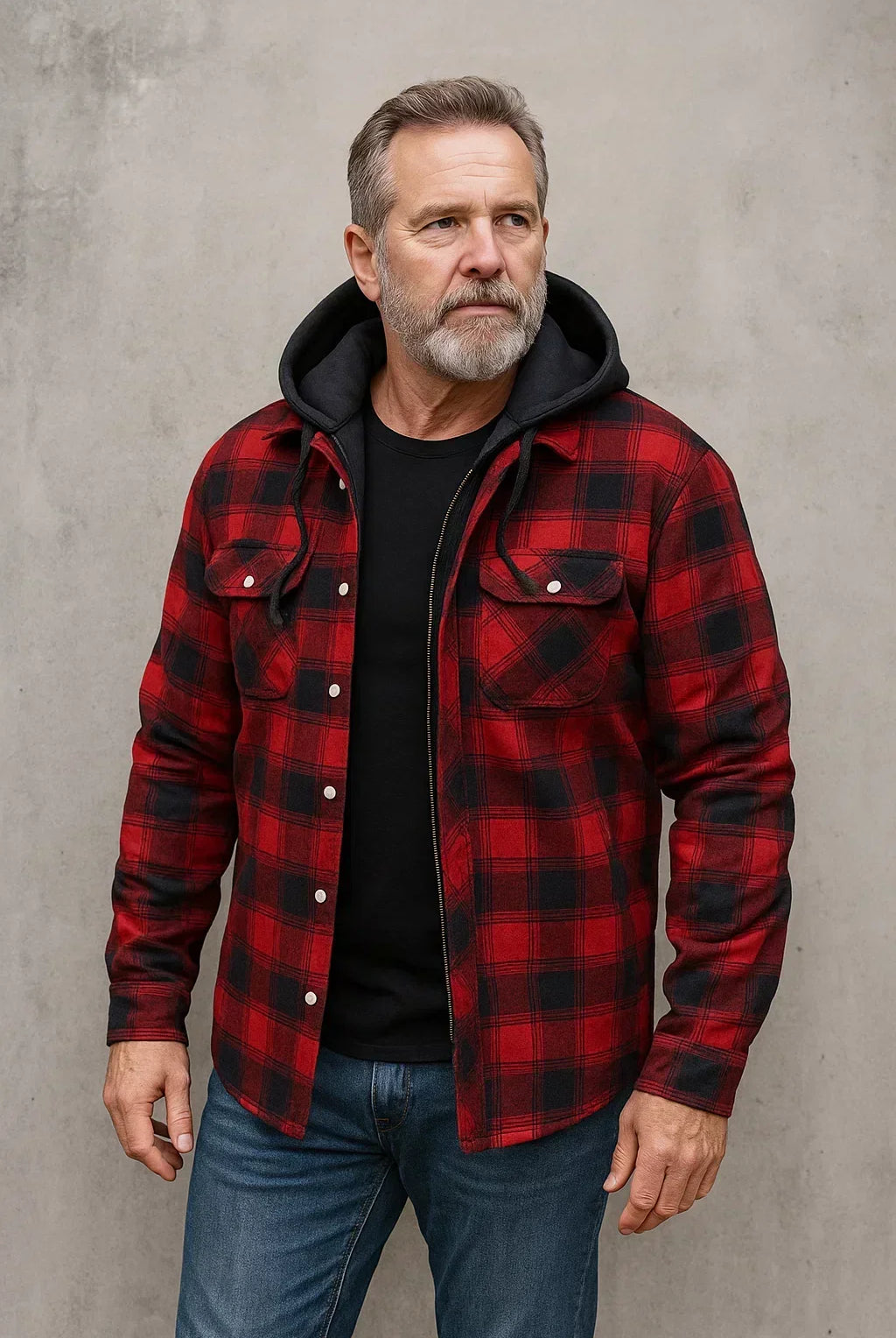 Men's Hooded Flannel Shirt Jacket with Fleece Lining 5