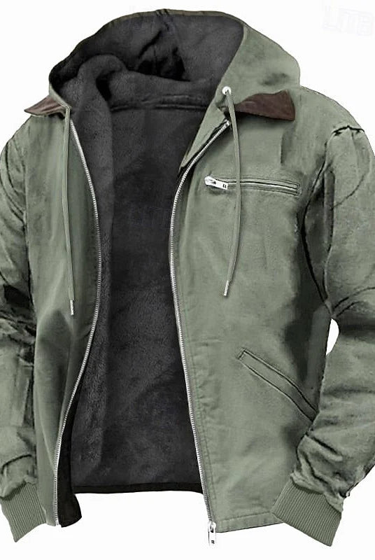Men's Hooded Fleece-Lined Jacket with Full-Zip Closure 0