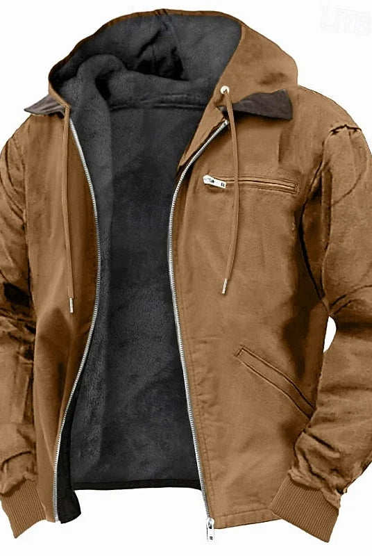 Men's Hooded Fleece-Lined Jacket with Full-Zip Closure 1