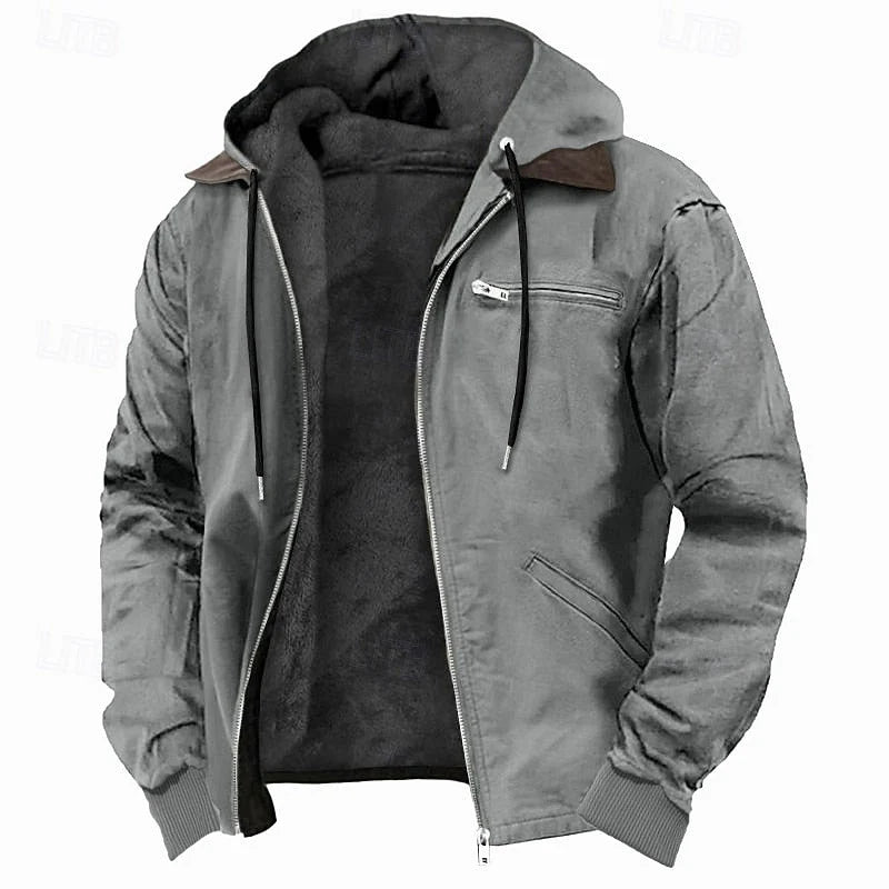 Men's Hooded Fleece-Lined Jacket with Full-Zip Closure 2