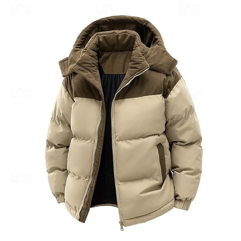 Men's Hooded Puffer Jacket with Two-Tone Design and Insulating Padding 1