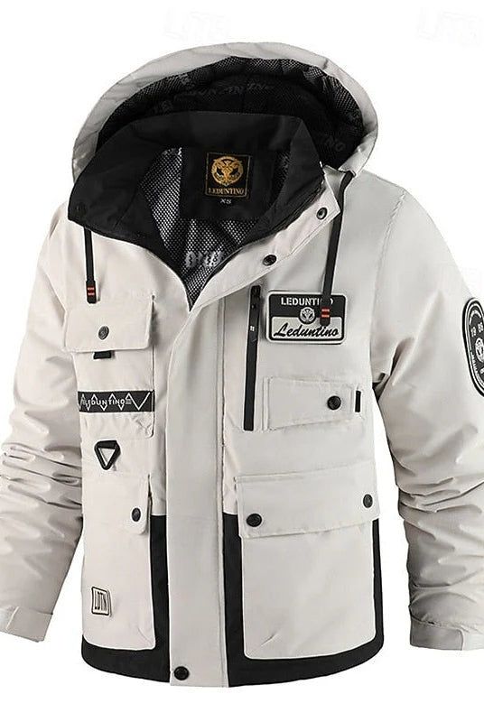 Men's Hooded Utility Jacket with Weather-Resistant Insulation 0
