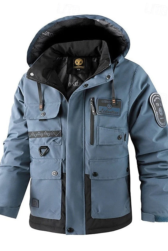 Men's Hooded Utility Jacket with Weather-Resistant Insulation 3