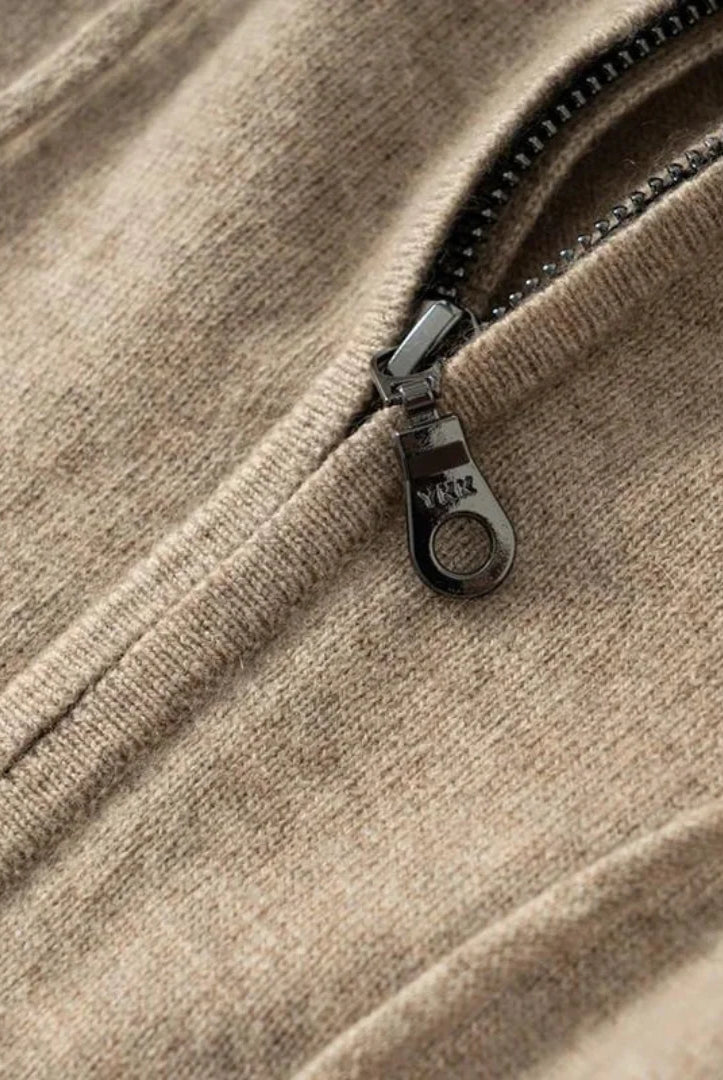 Men's Hooded Zip Cardigan with Ribbed Cuffs and Side Pockets 5