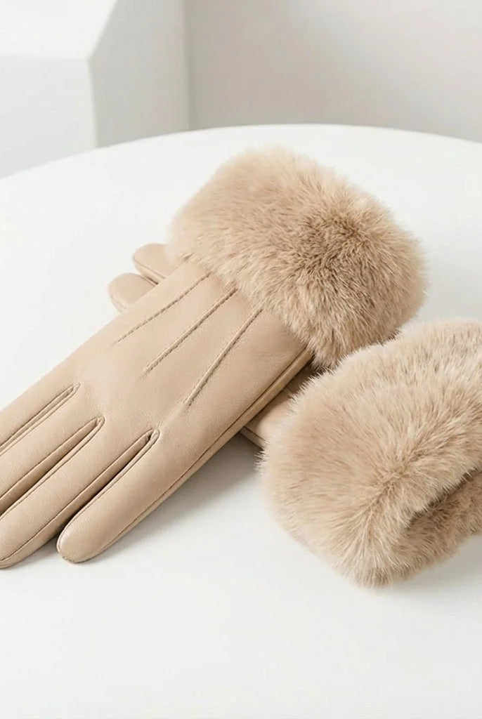 Men's Leather Gloves with Faux Fur Cuff - Classic Winter Style 3