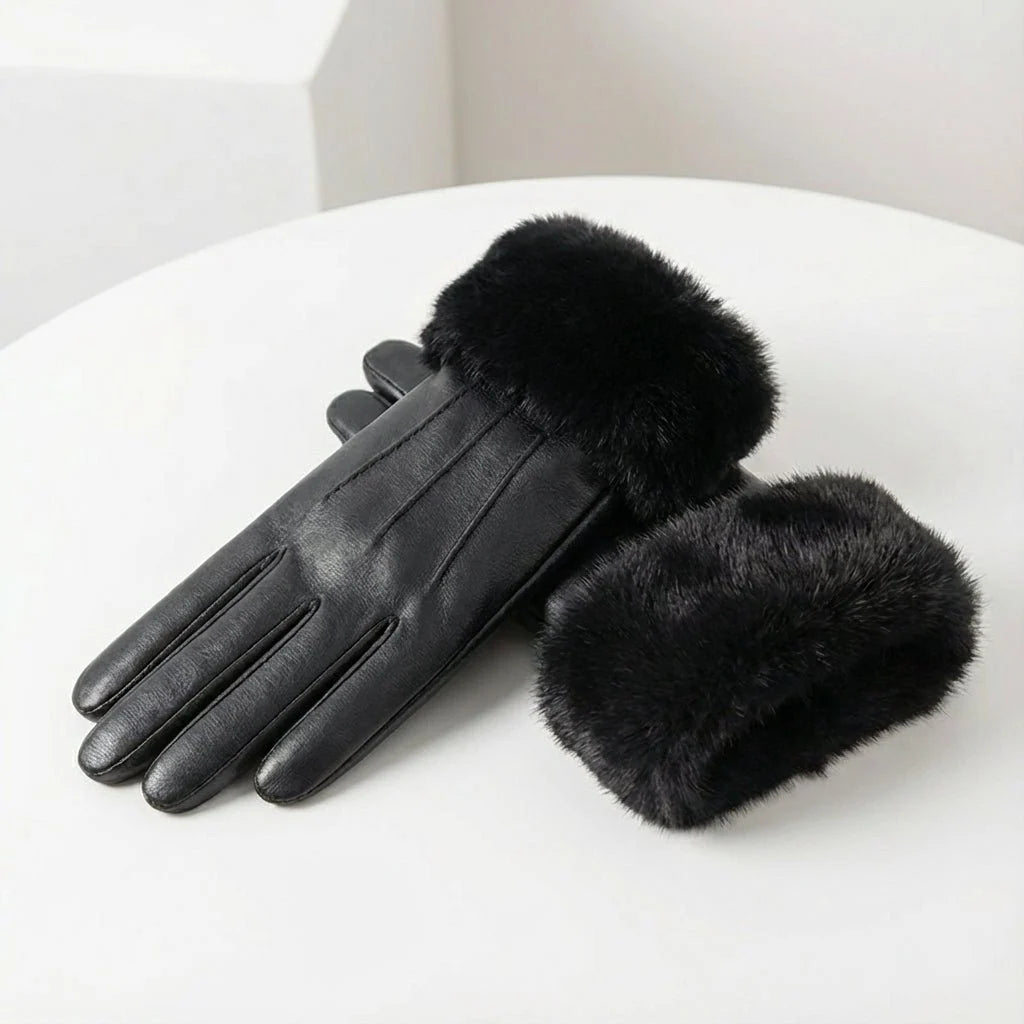 Men's Leather Gloves with Faux Fur Cuff - Classic Winter Style 7