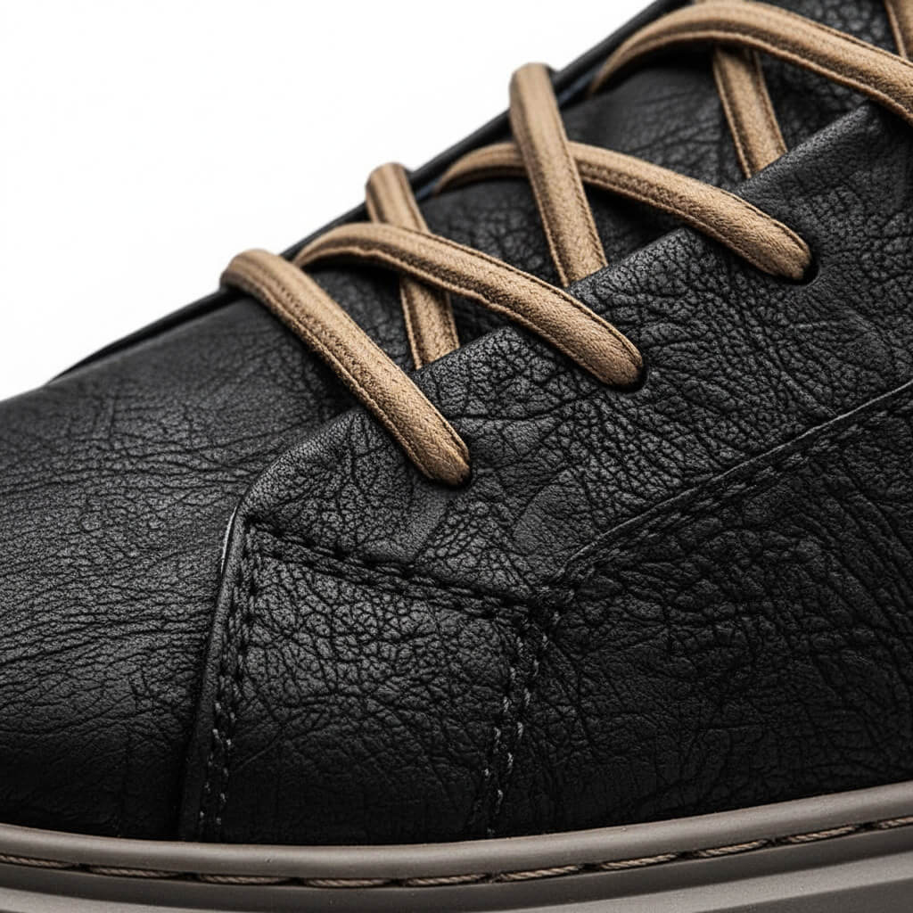 Men's Leather Low-Top Sneakers with Textured Finish and Cushioned Insole 4