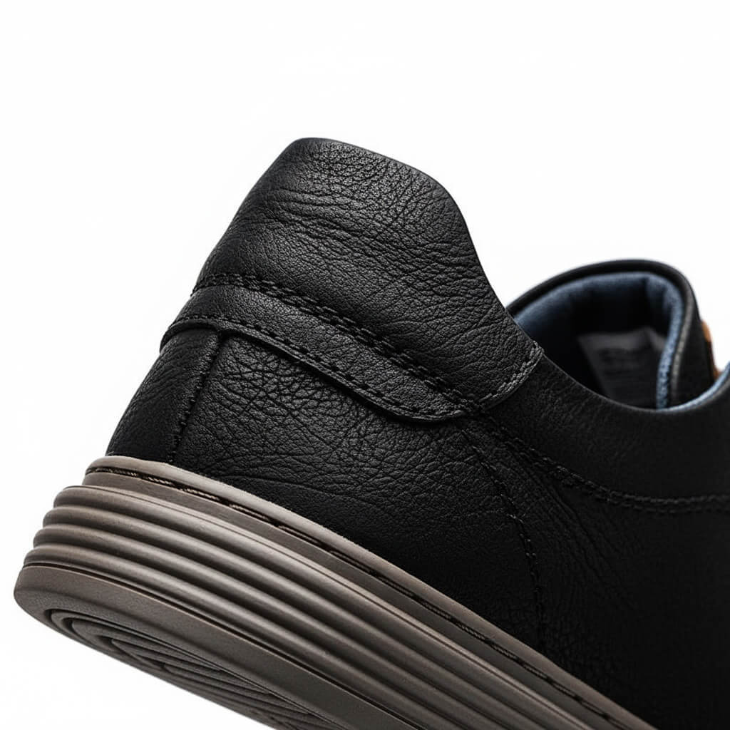 Men's Leather Low-Top Sneakers with Textured Finish and Cushioned Insole 5