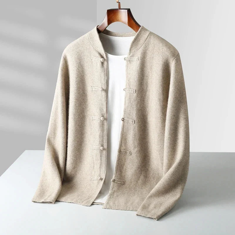 Men's Mandarin Collar Toggle Knit Cardigan 5