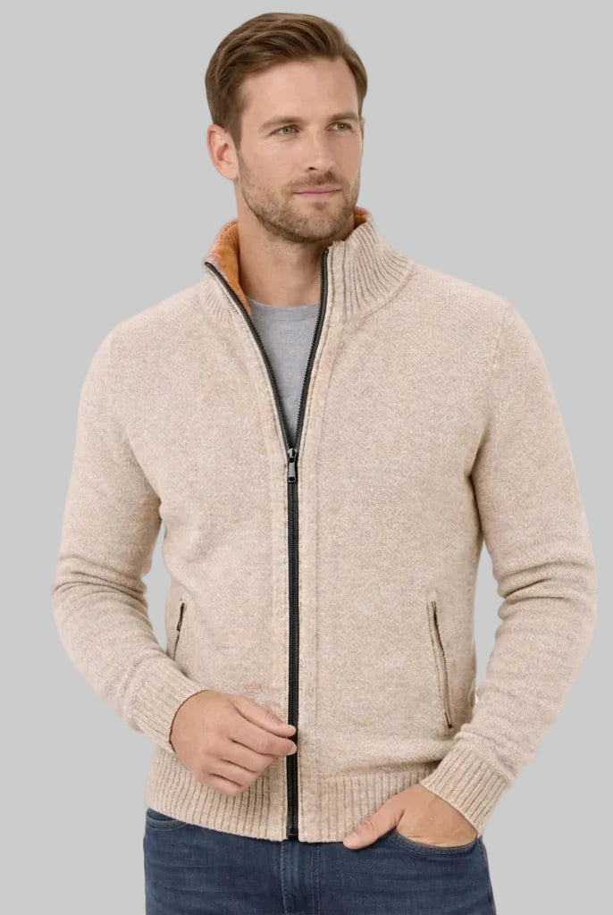 Men's Merino Wool Full-Zip Sweater with Minimalist Design - 4