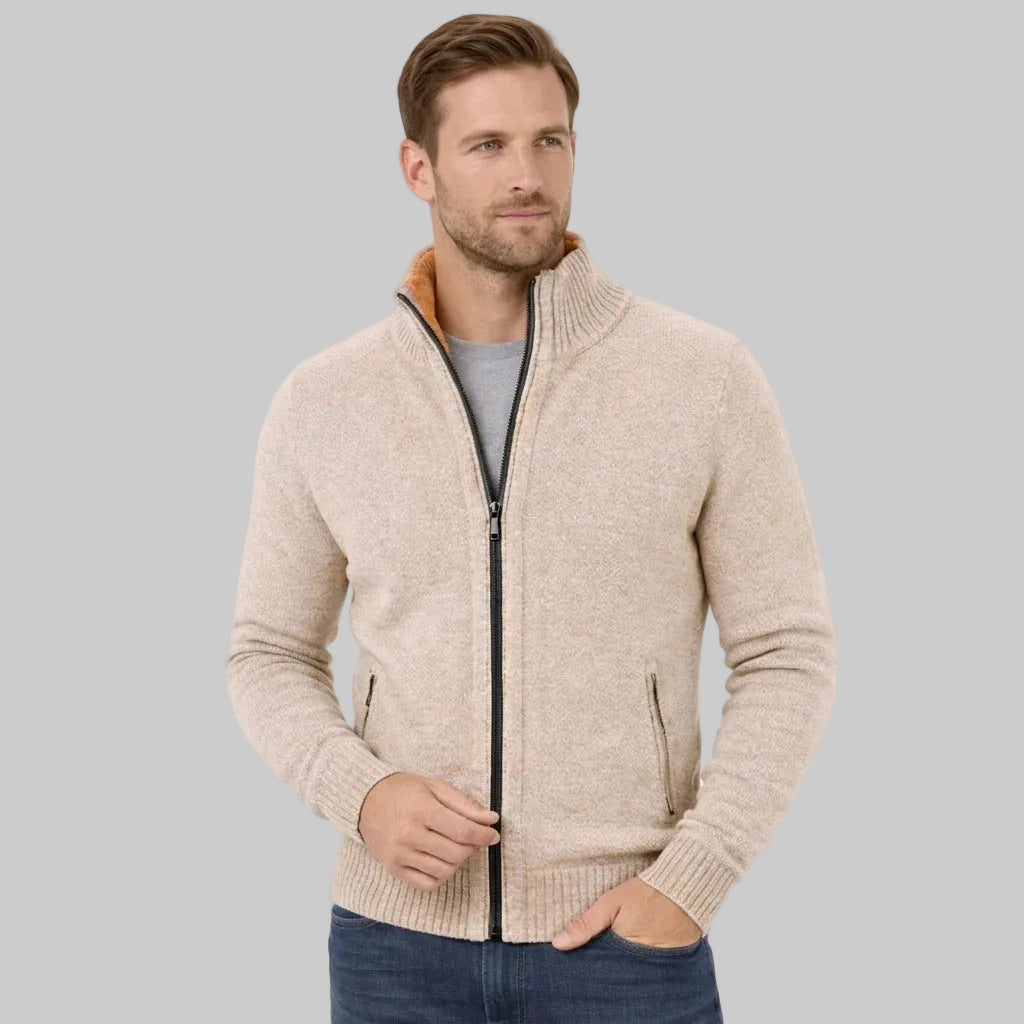 Men's Merino Wool Full-Zip Sweater with Minimalist Design - 4