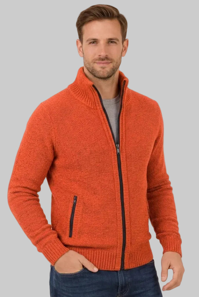 Men's Merino Wool Full-Zip Sweater with Minimalist Design - 5