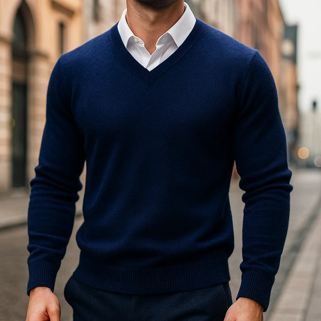 Men's Merino Wool V-Neck Sweater 5