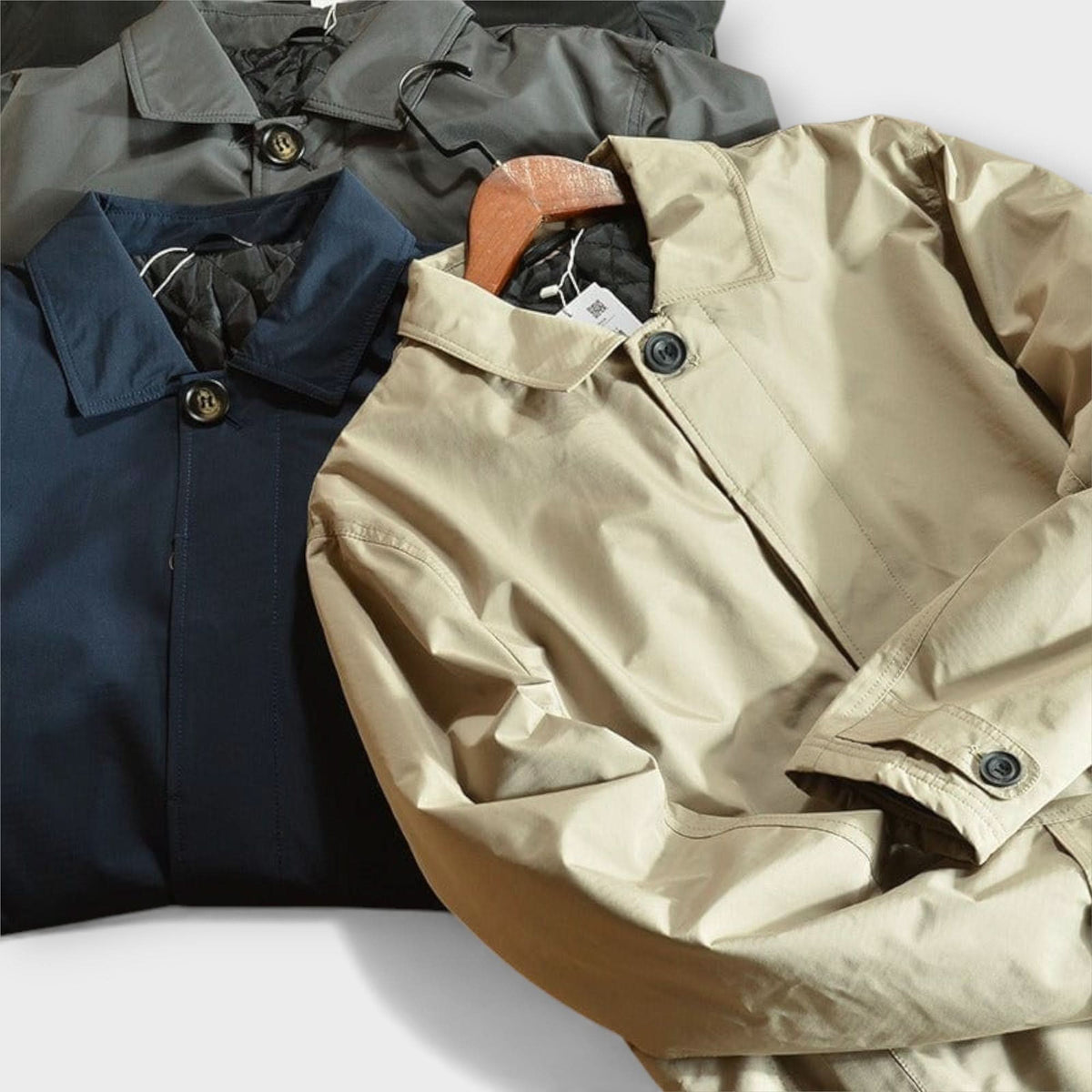 Men's Mid-Length Button-Front Overcoat with Point Collar and Side Pockets 8