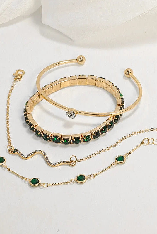 Men's Mixed Texture Bracelet Set with Stone Accents in Gold or White Gold 2