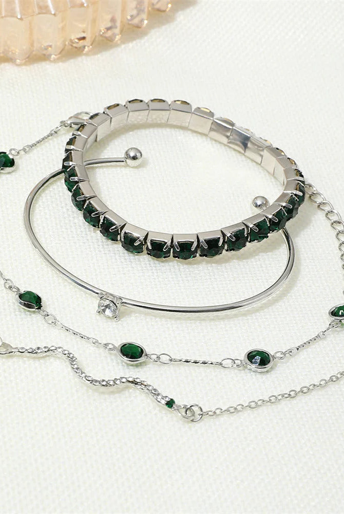 Men's Mixed Texture Bracelet Set with Stone Accents in Gold or White Gold 4