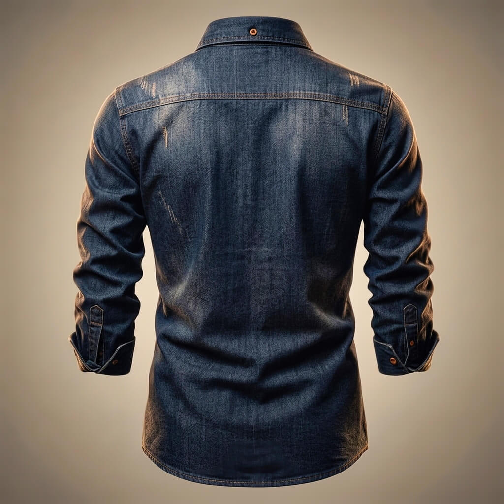 Men's Organic Cotton Denim Shirt with Button-Front and Multiple Pockets 4