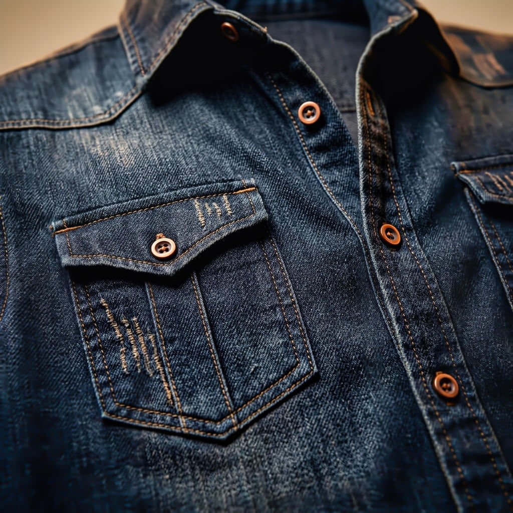 Men's Organic Cotton Denim Shirt with Button-Front and Multiple Pockets 5