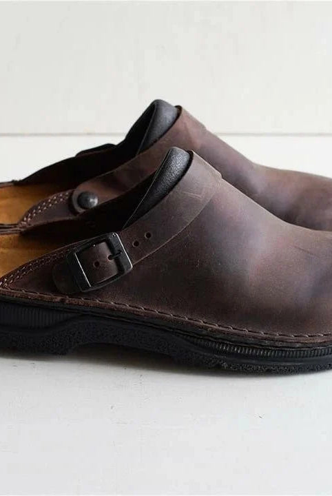 Men's Orthopedic Leather Clogs with Supportive Insole for All-Day Comfort 0
