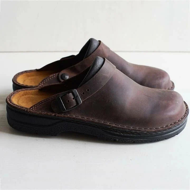 Men's Orthopedic Leather Clogs with Supportive Insole for All-Day Comfort 0