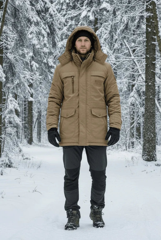 Men's Padded Parka with Detachable Hood and Fleece Lining 1