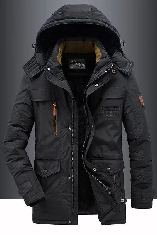 Men's Padded Parka with Detachable Hood and Fleece Lining 2