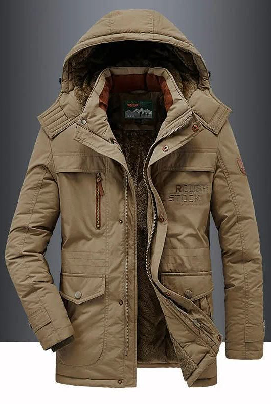 Men's Padded Parka with Detachable Hood and Fleece Lining 3