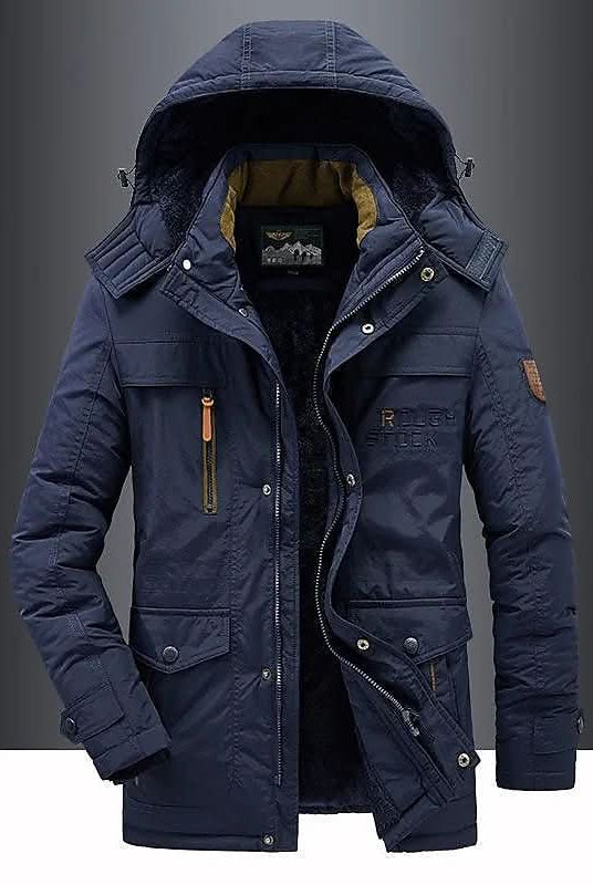 Men's Padded Parka with Detachable Hood and Fleece Lining 6