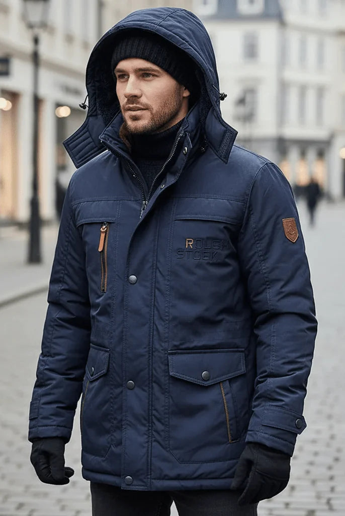 Men's Padded Parka with Detachable Hood and Fleece Lining 8