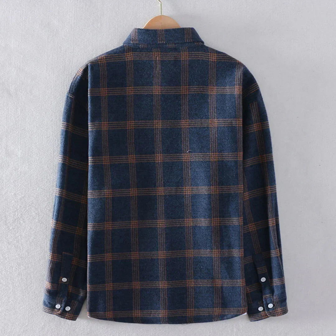 Men's Plaid Button-Down Flannel Shirt Relaxed Fit with Chest Pockets 3
