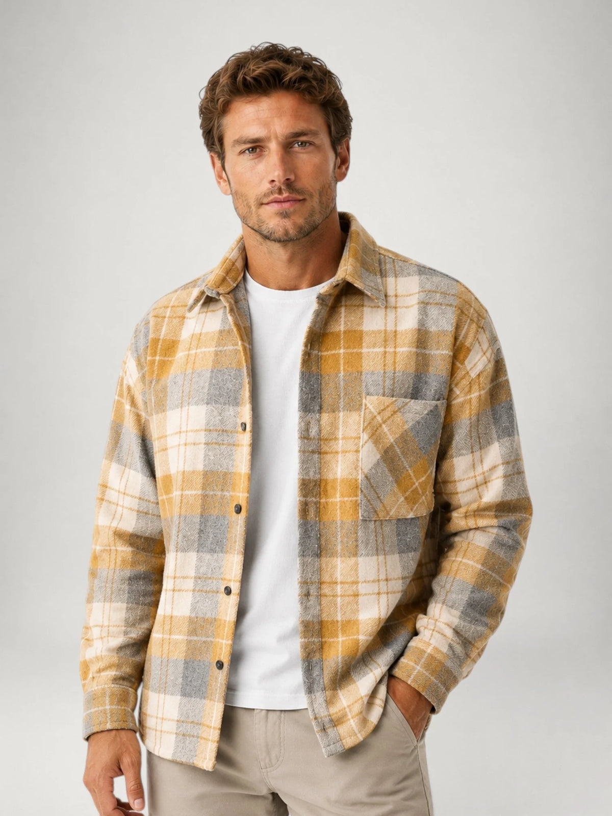 Men's Plaid Flannel Relaxed-Fit Overshirt Jacket 9